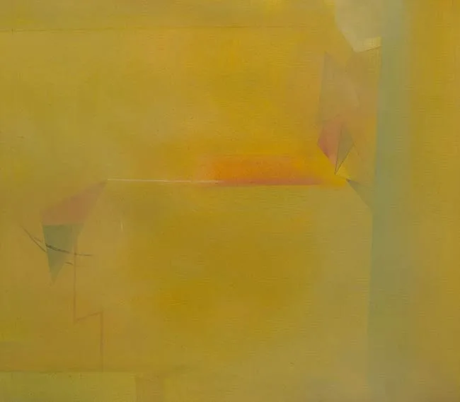 Minimal Painting - part visible shapes in a sea of yellows