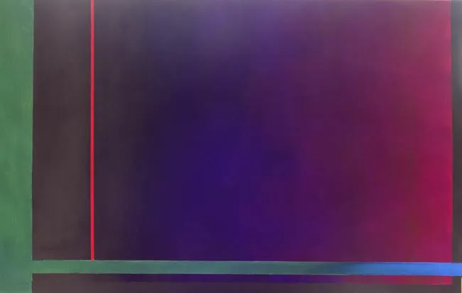 minimal art - one large deep red rectangle and a thin red line