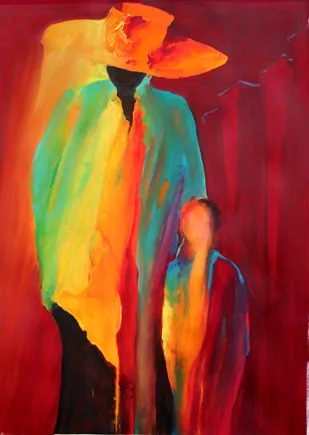 abstract watercolour figure paintings - friends
