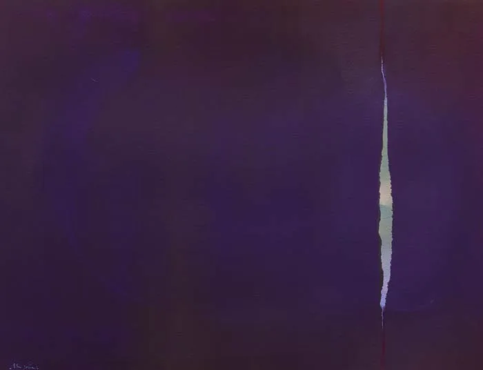 Minimal art a tear in a purple sheet