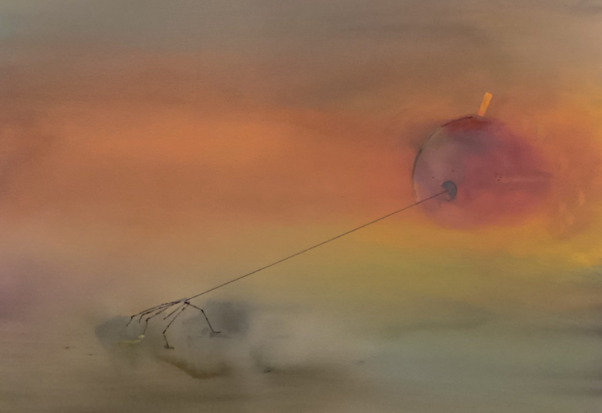 IMG_1181 Let Go! surreal painting of tension with a sphere straining against a hook