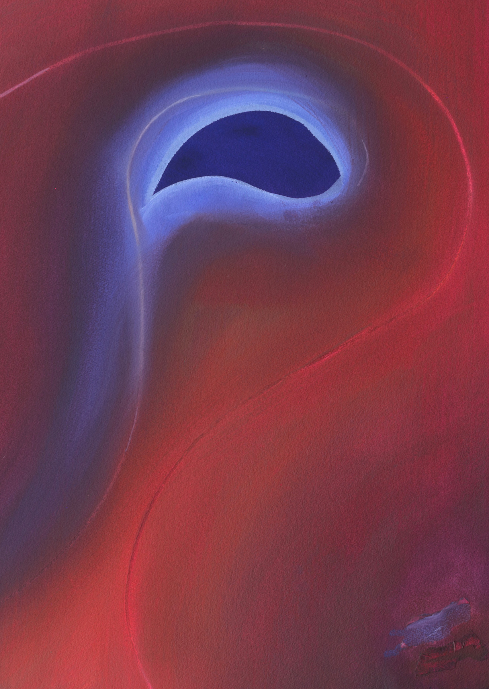 a surreal  eye like a blue blue tear surrounded by muted reds
