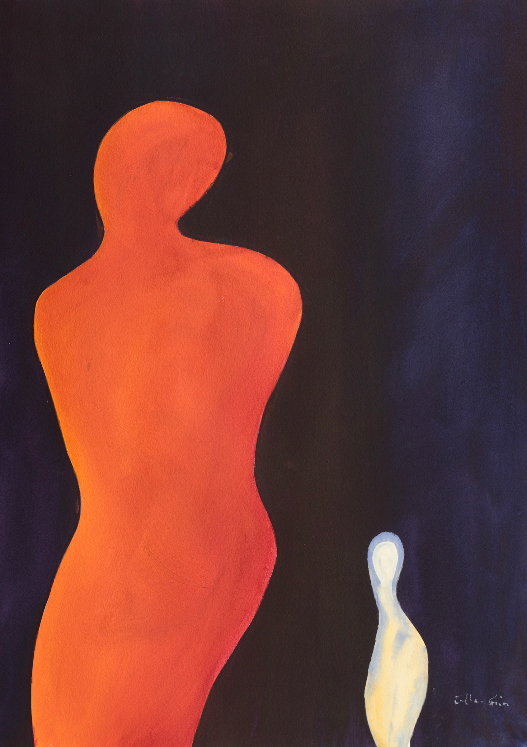 one large and one small abstract figure capturing the feeling of being ignored